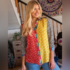 Natural Life Esme Color Mix Patchwork Ditsy Floral Bandana Sz XS Boho Artsy 🌻